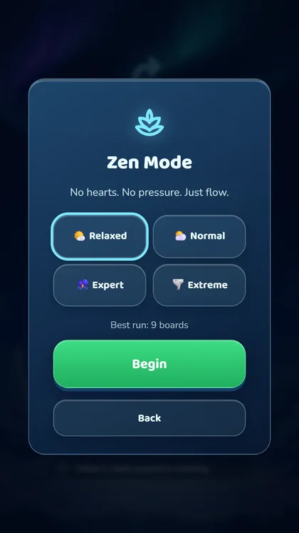 Zen mode difficulty selection